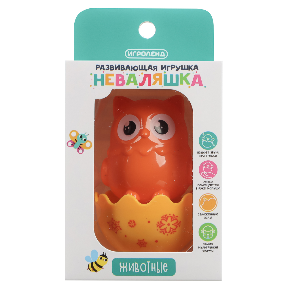 Развивающая игрушка Неваляшка "Животные", ИГРОЛЕНД, ABS, арт.№ 889-092