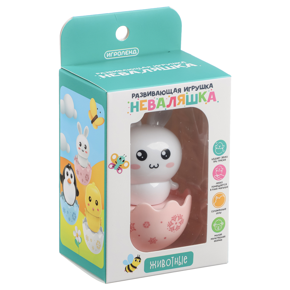 Развивающая игрушка Неваляшка "Животные", ИГРОЛЕНД, ABS, арт.№ 889-092