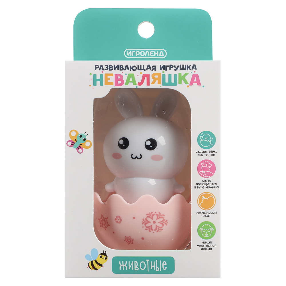 Развивающая игрушка Неваляшка "Животные", ИГРОЛЕНД, ABS, арт.№ 889-092