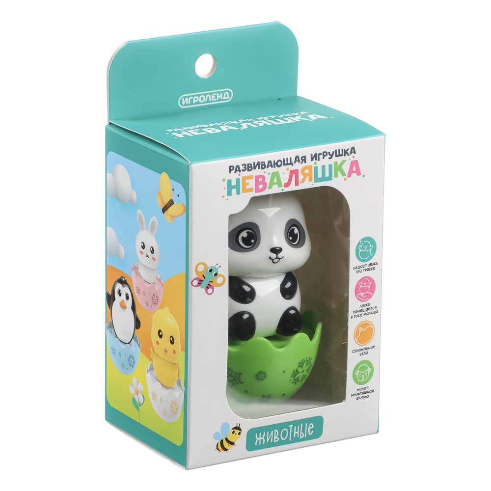 Развивающая игрушка Неваляшка "Животные", ИГРОЛЕНД, ABS, арт.№ 889-092