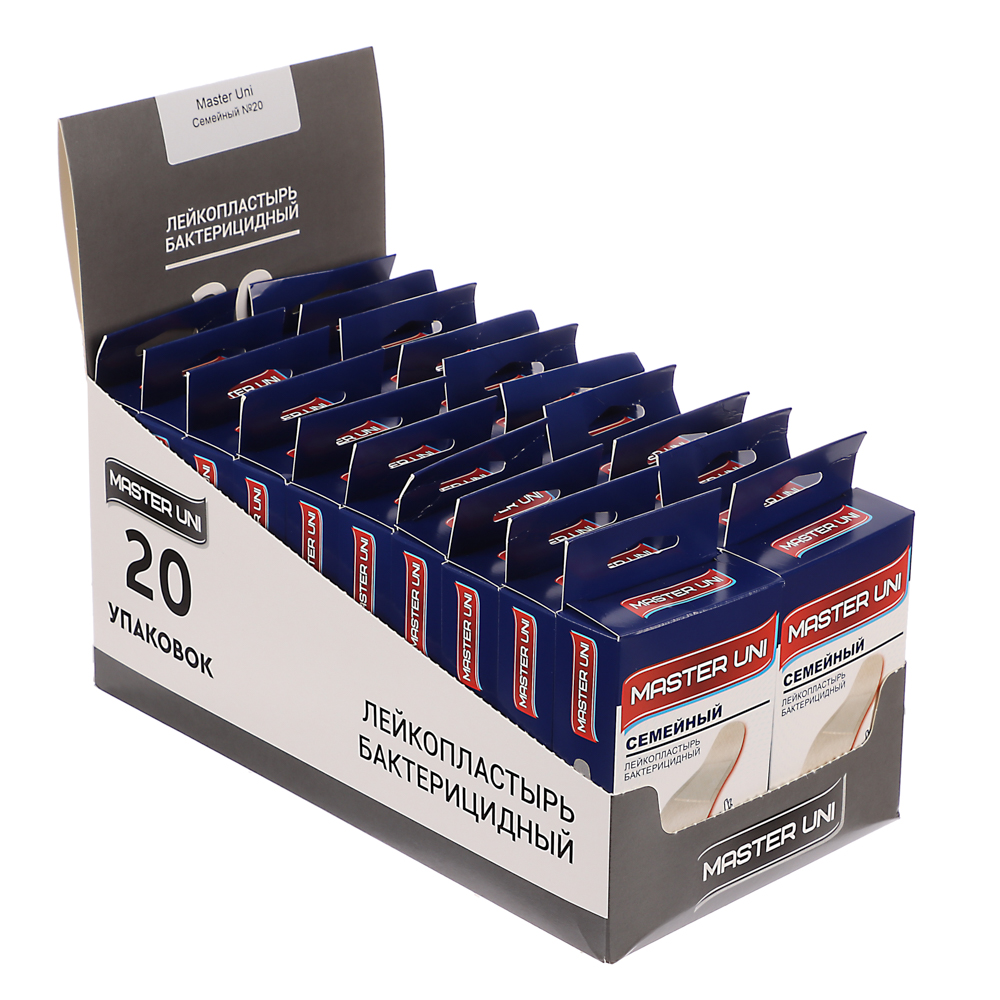 Лейкопластырь MASTER UNI "Семейный" бактериц,на нетк.основе,20шт, арт.№ 360-186