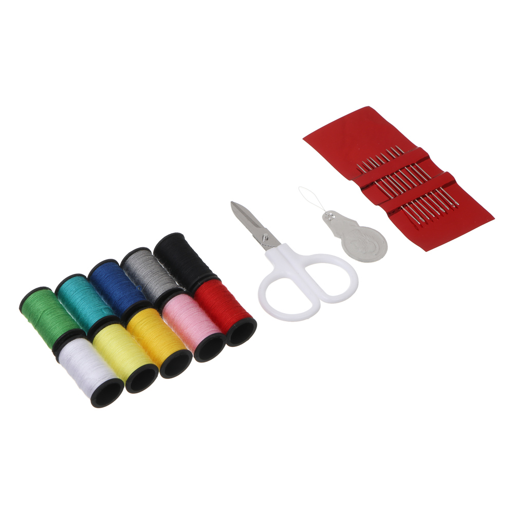 Набор швейных принадлежностей в круглом корпусе, d8,5х4,5см, 21 предмет, 2 дизайна, арт.№ 308-409