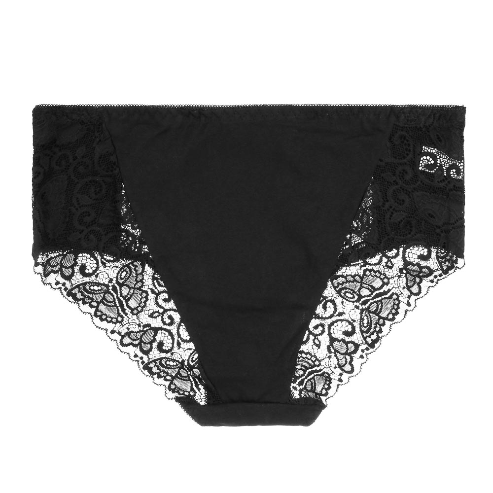 GALANTE Трусы женские макси с кружевом, р.54, 95%хлопок, 5%спандекс, черный, НБ25-16, арт.№ 331-374