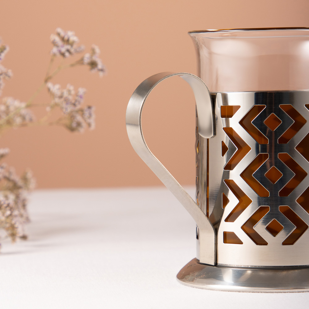 SATOSHI Гельсингфорс Набор стаканов с подстаканниками 2 шт., 200 мл, стекло, нержавеющая сталь, арт.№ 850-241