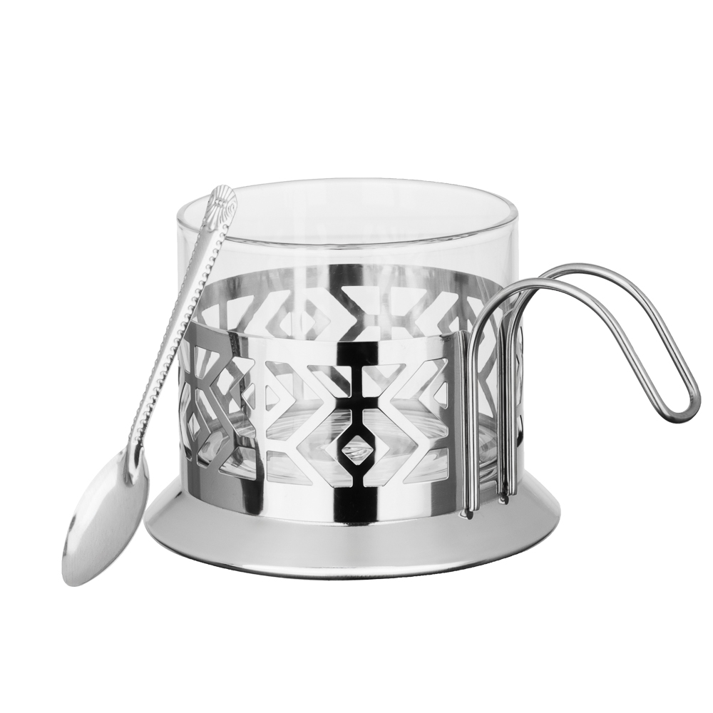 SATOSHI Гельсингфорс Сахарница с ложкой, 200 мл, стекло, нержавеющая сталь, арт.№ 850-242