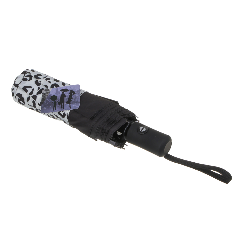 Зонт женский, автомат, металл, пластик, полиэстер, 55 см, 8 спиц, 4 дизайна, А2024-3, арт.№ 302-019