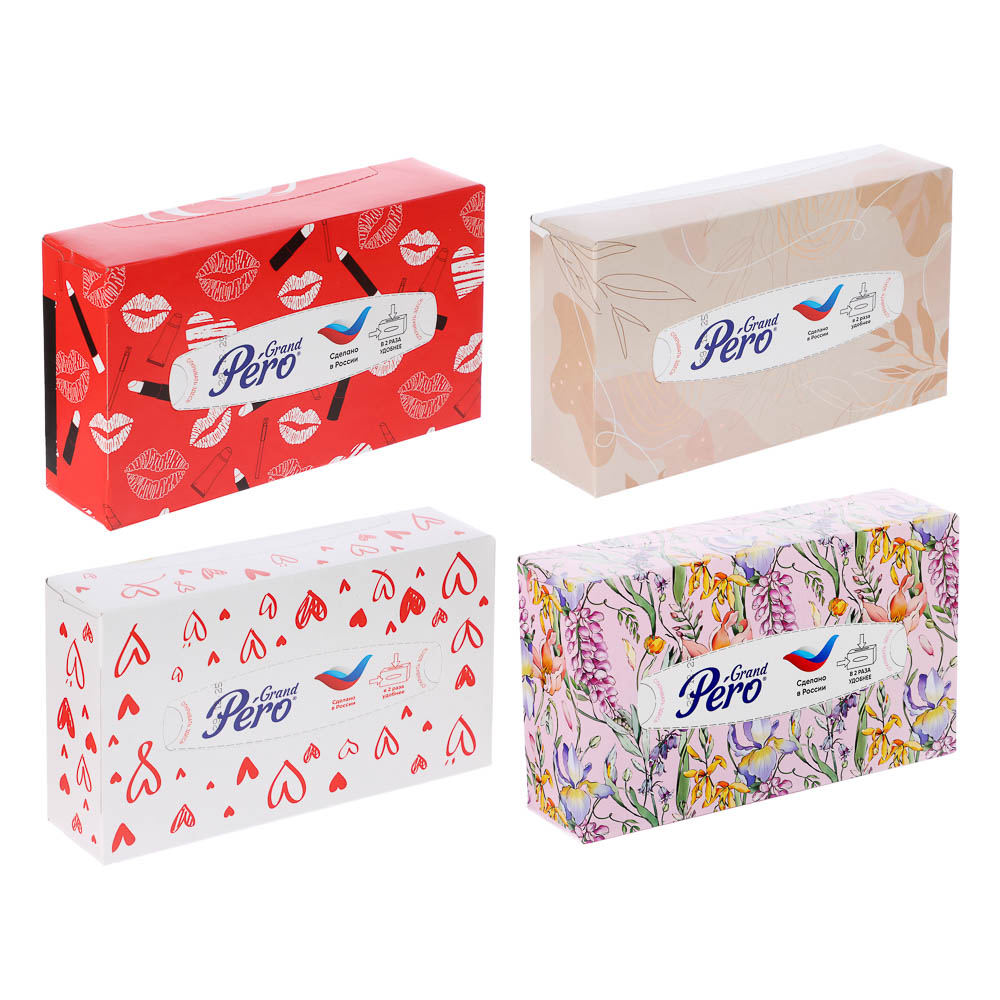 Салфетки универсальные бумажные GrandPero двухслойные, 4 дизайна, 100л, арт.№ 912-034